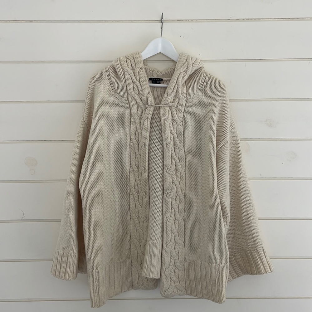 Theory Hooded Open Cadigan Sweater size S